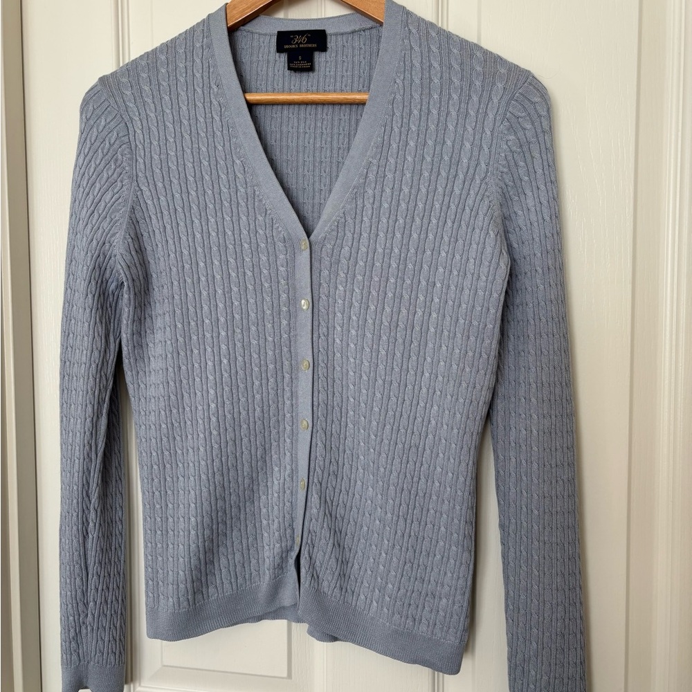 Brooks Brothers Silk & Cashmere Cable Knit Cardigan